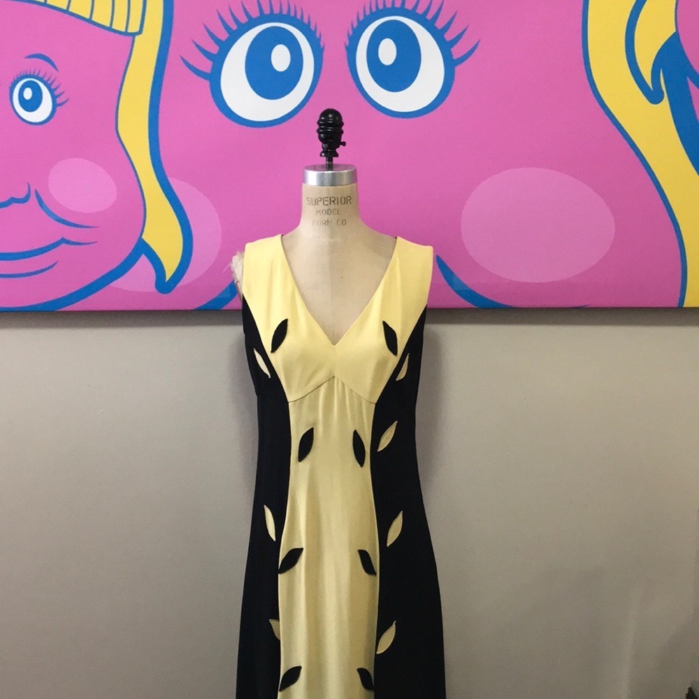Moschino Cheap Chic Black Yellow Maxi Dress
